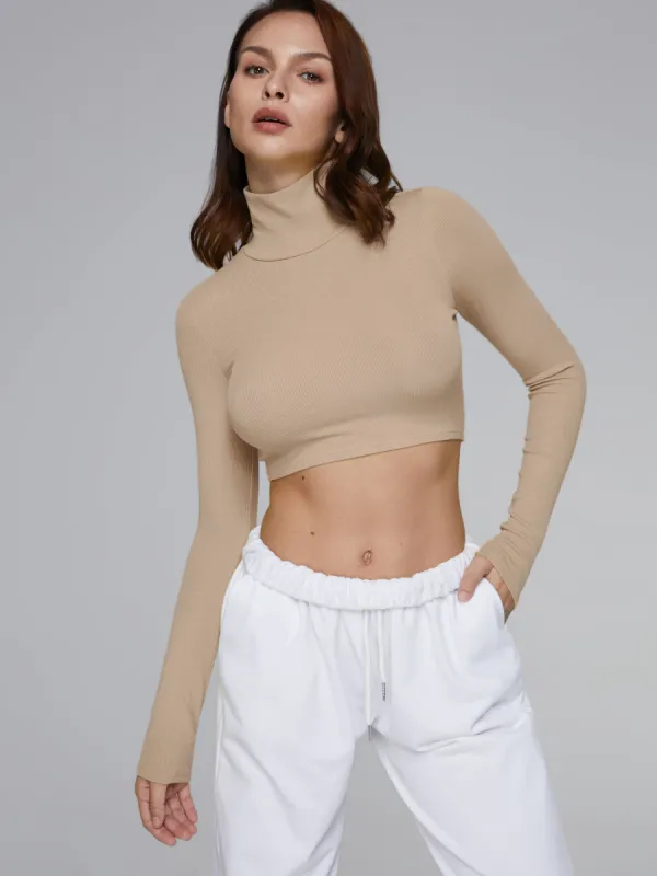 Cropped Long Sleeve Turtleneck sold by COMMENSE