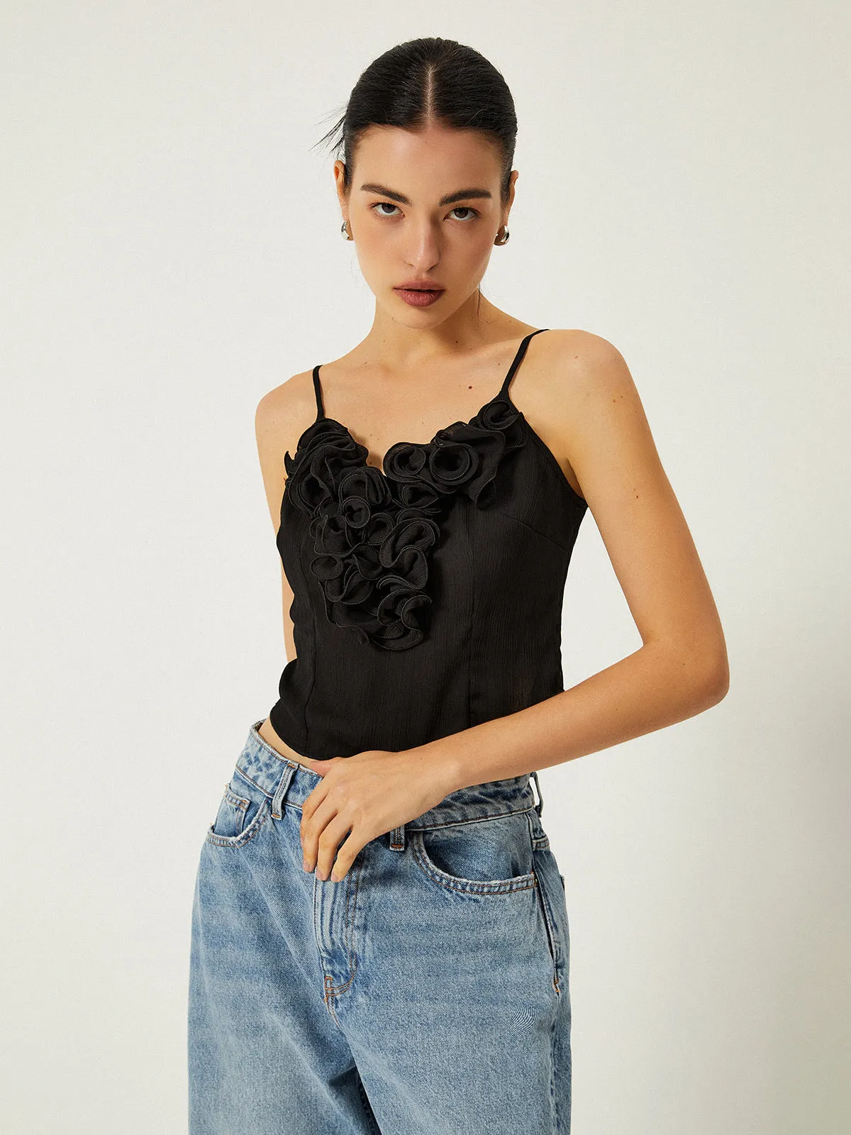 Rosette Decor Lettuce Trim Cami Top sold by COMMENSE product image thumbnail 5