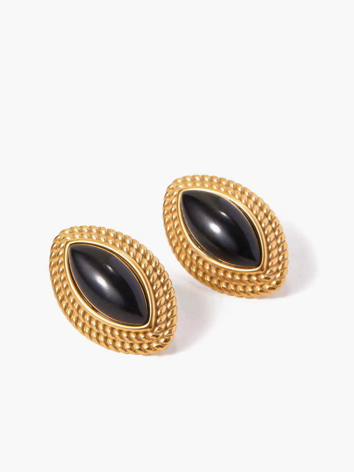 Golden Disc Black Onyx Earrings sold by COMMENSE