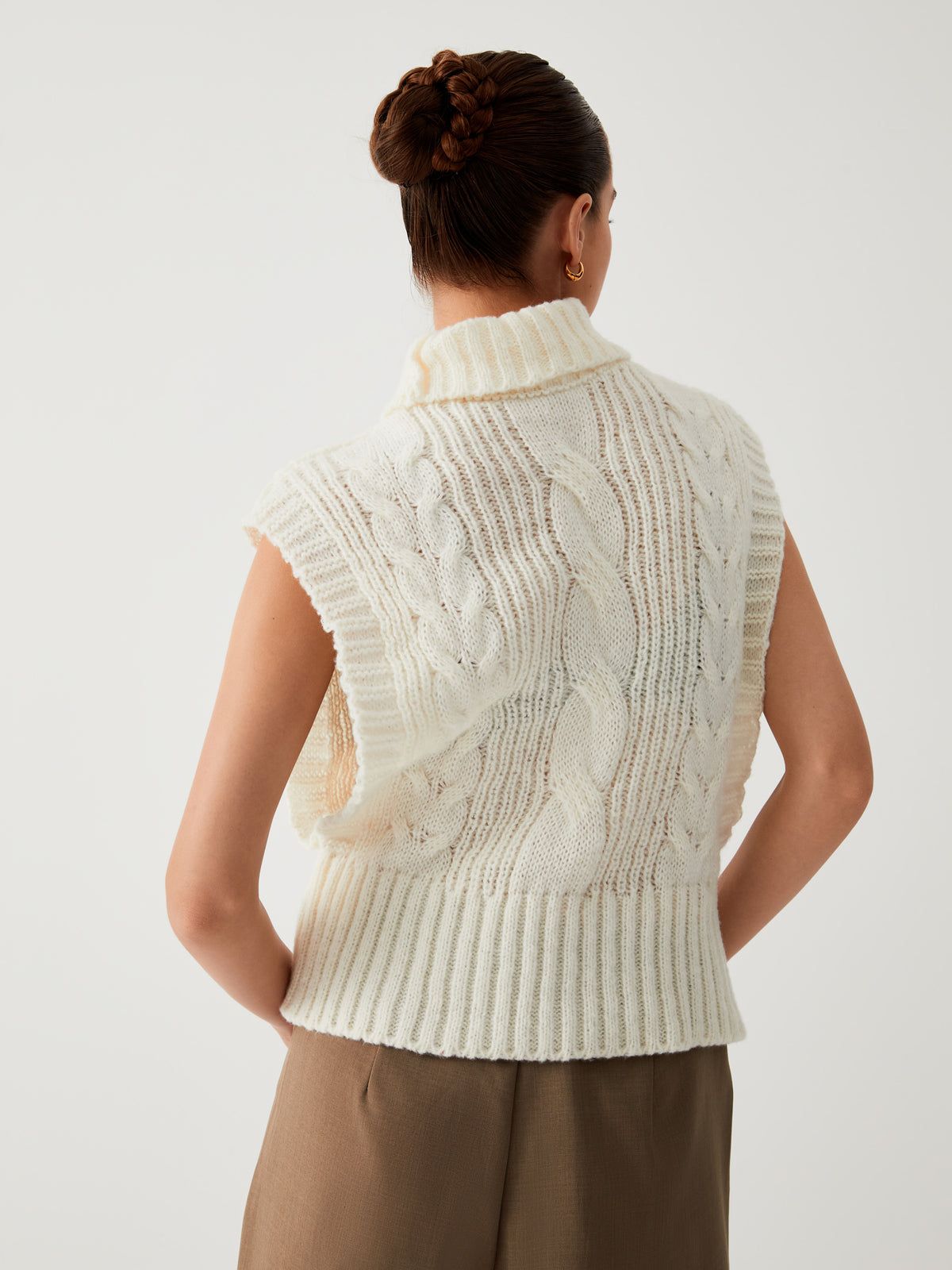 Turtleneck Cable Knit Sweater Vest sold by COMMENSE product image thumbnail 5