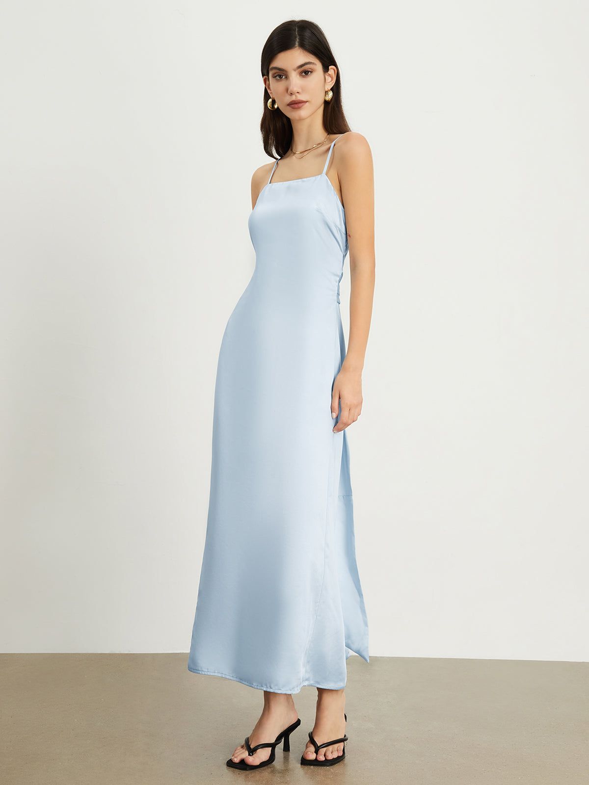 Tied Open Back Satin Long Dress sold by COMMENSE product image thumbnail 2