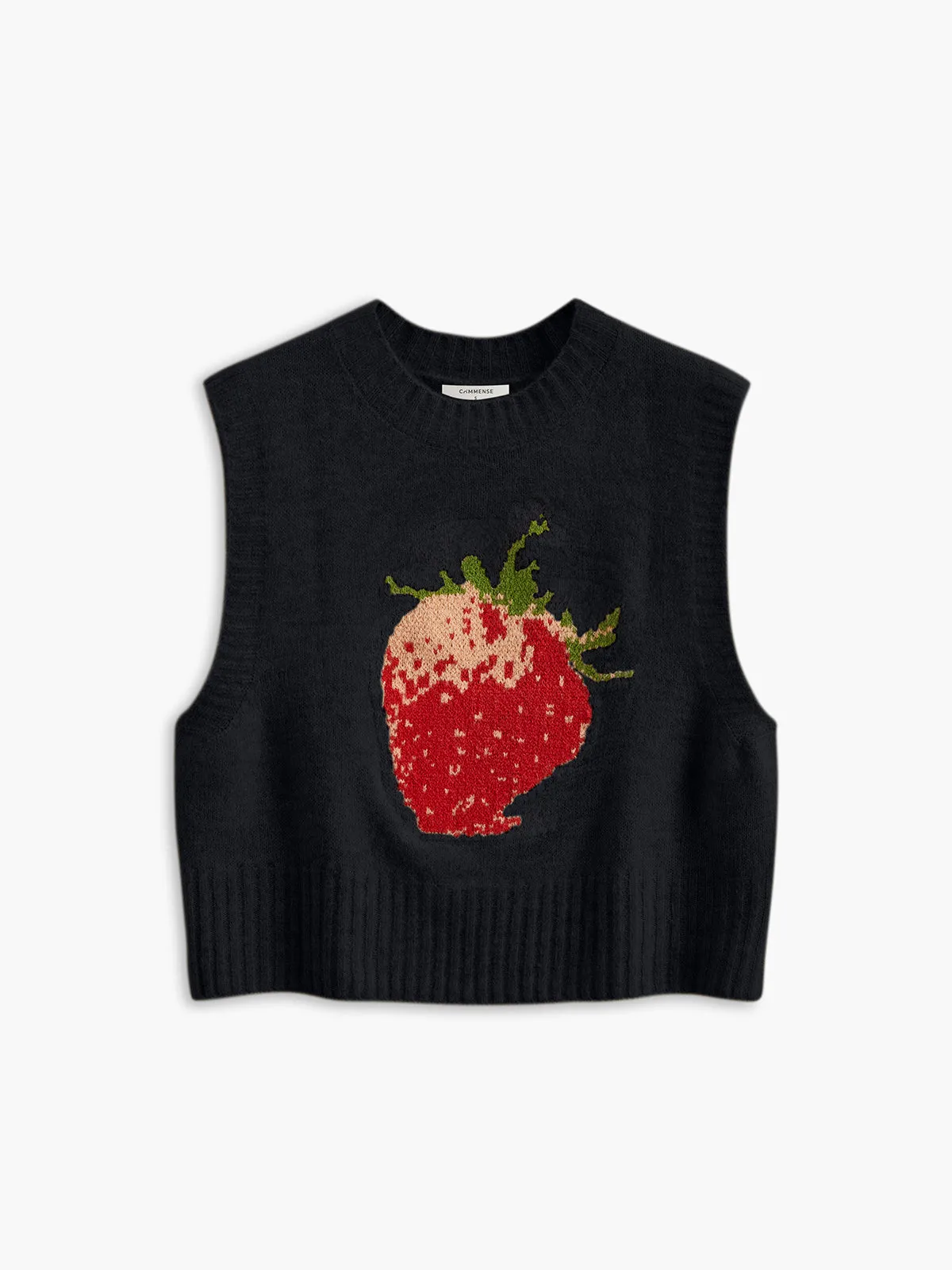 Crew Neck Strawberry Sweater Vest sold by COMMENSE product image thumbnail 5
