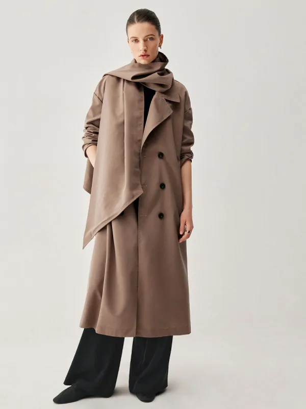 Double Breasted Trench Coat With Matching Scarf sold by COMMENSE