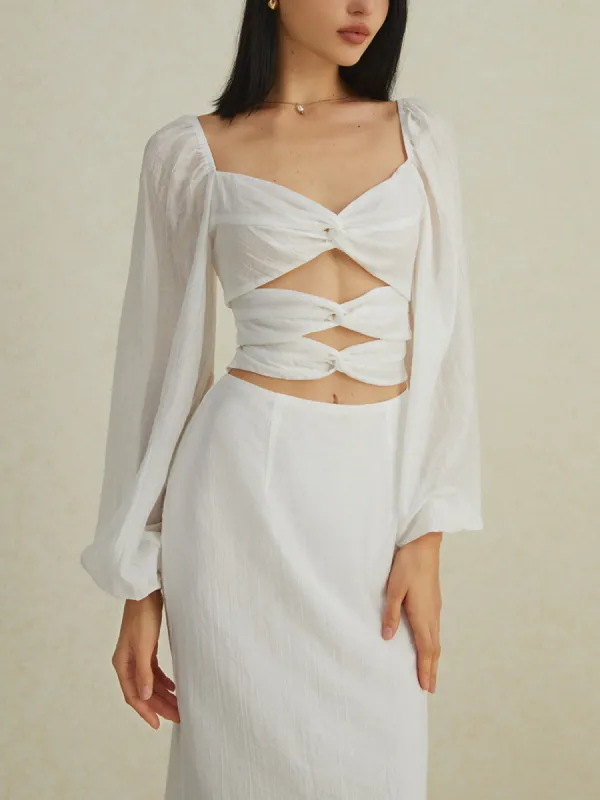 Long-Sleeve Cutout Midi Dress sold by COMMENSE