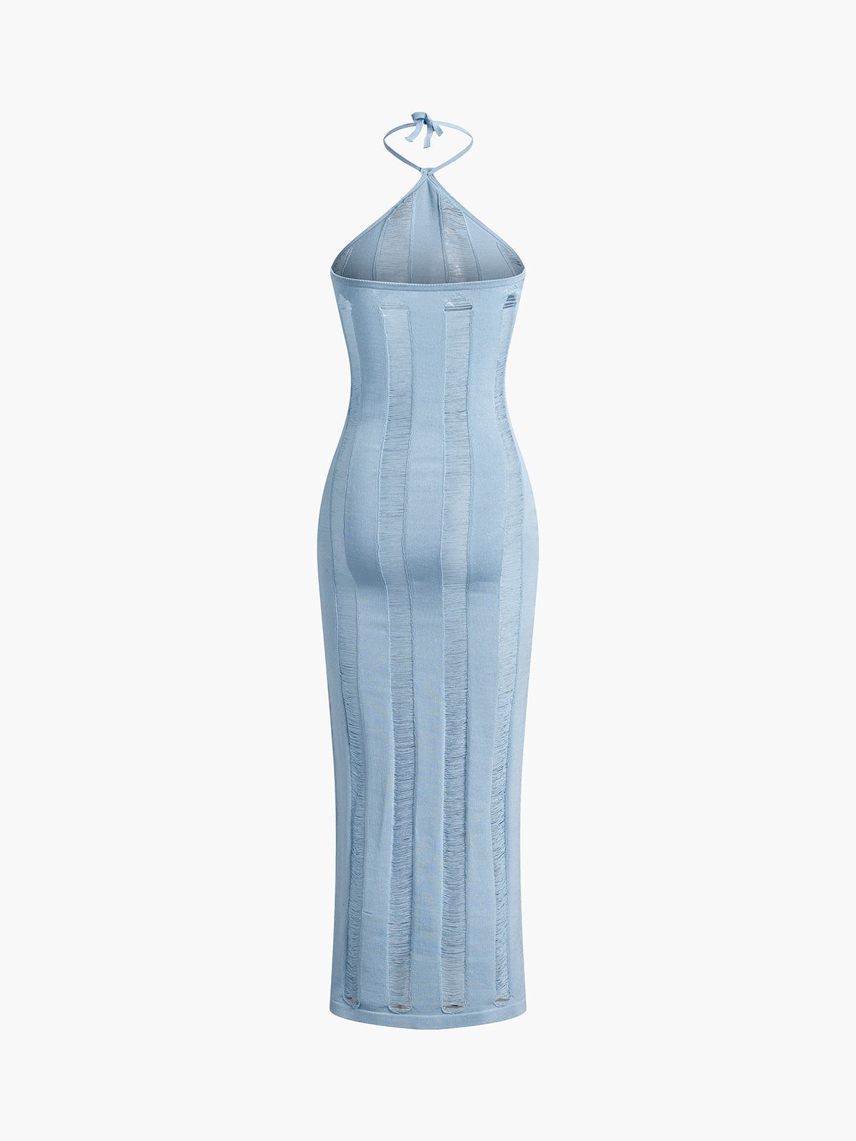 Textured Halter Knit Open Back Long Dress sold by COMMENSE product image thumbnail 2