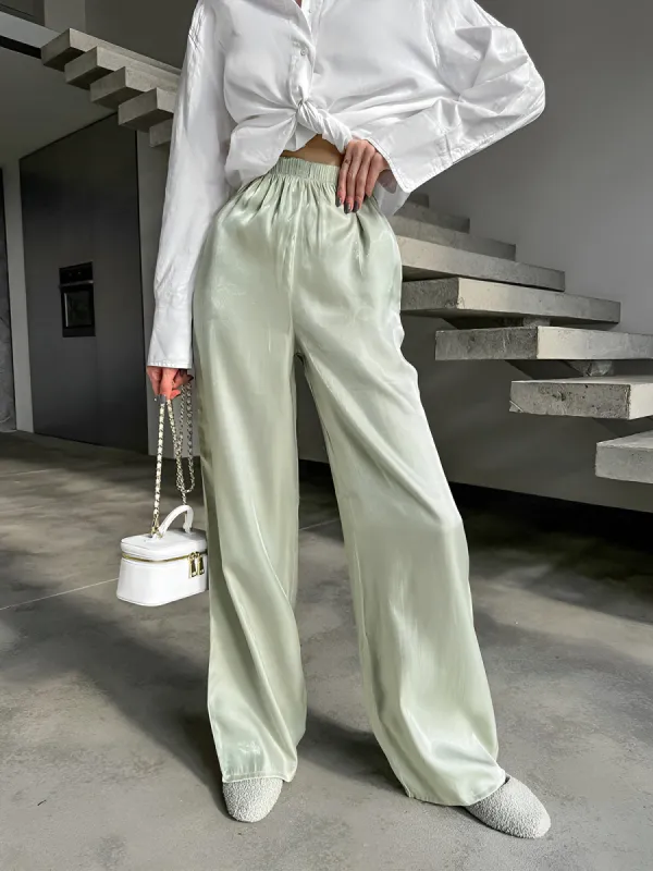 Elastic Waist Wide-Leg Pants sold by COMMENSE