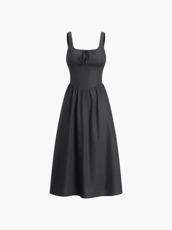 Cotton & Linen Knotted Cami Midi Dress sold by COMMENSE