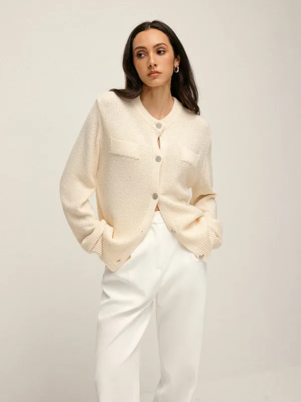 Plain Button Cardigan sold by COMMENSE