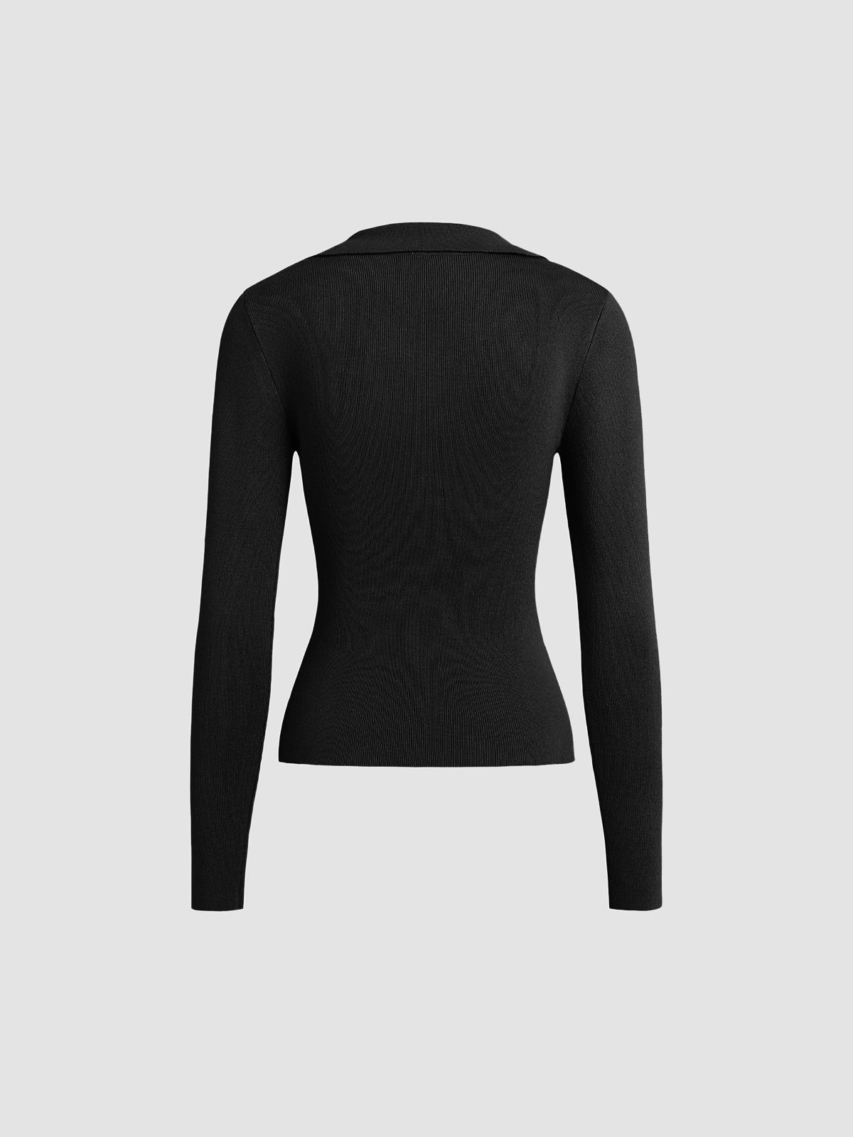 Ribbed Long Sleeve Wrap Shirt sold by COMMENSE product image thumbnail 3