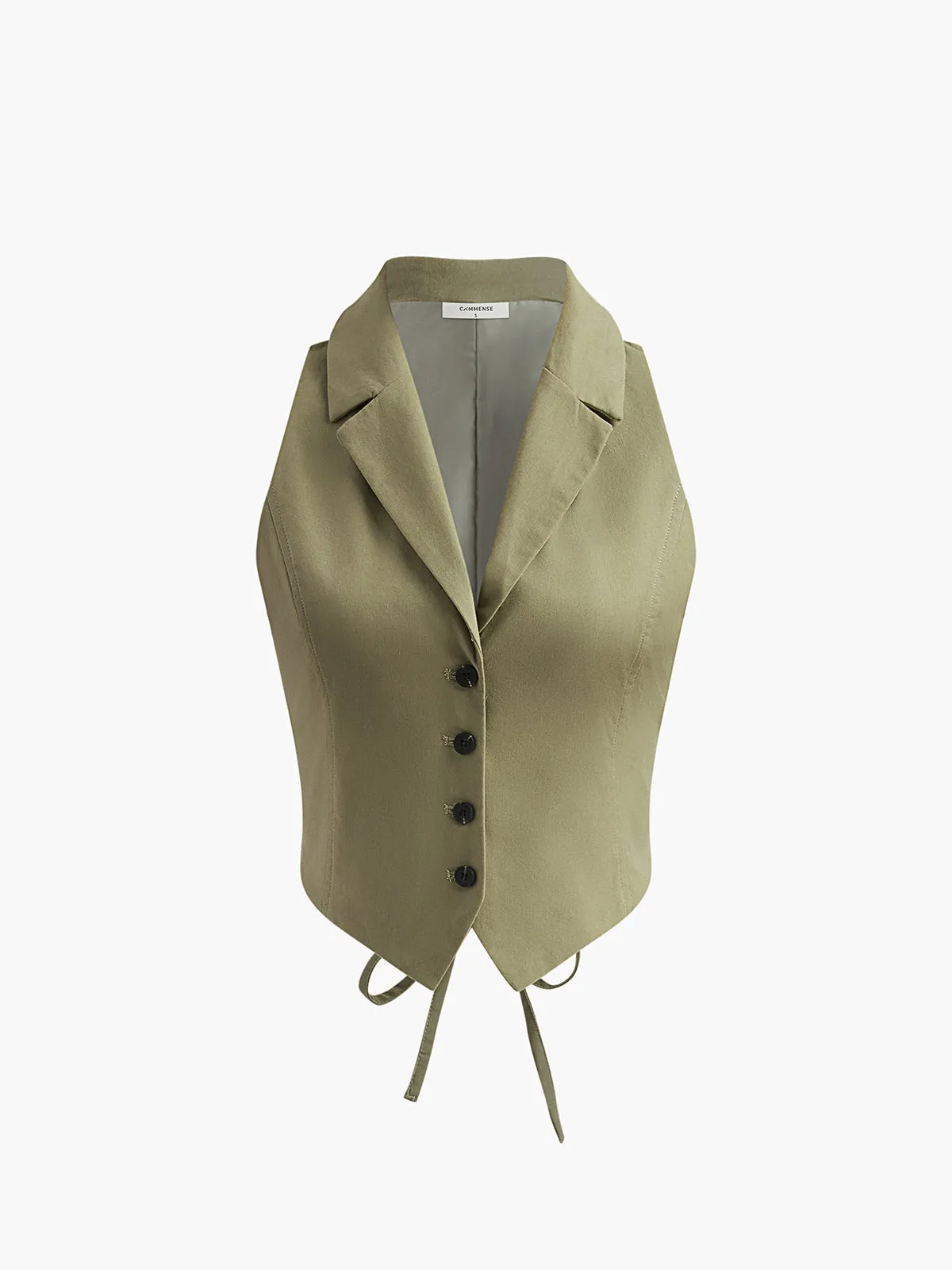 Suit Buttoned Tie-Back Tank Top sold by COMMENSE