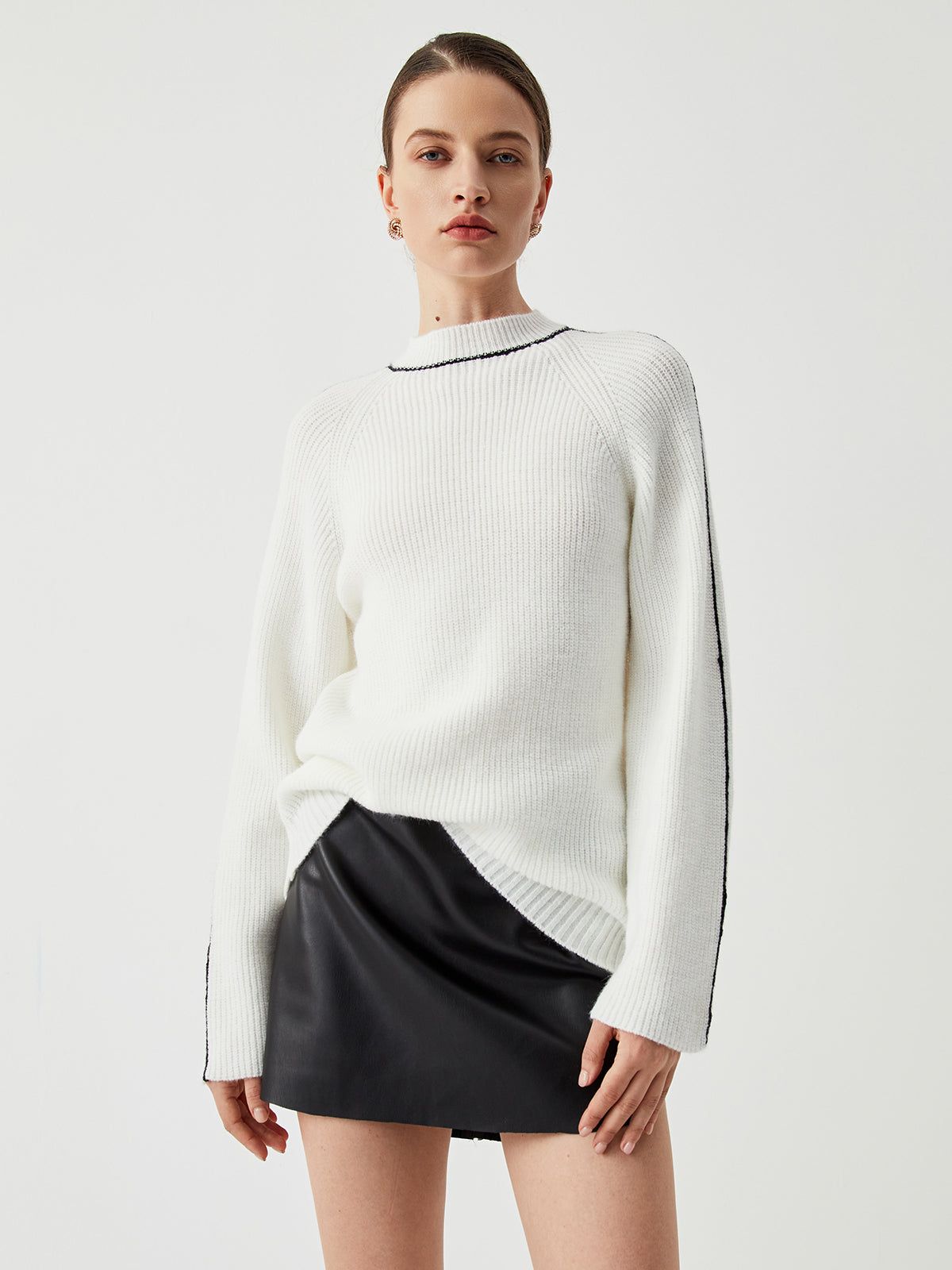 Contrast Stitch Mock Neck Sweater sold by COMMENSE product image thumbnail 2