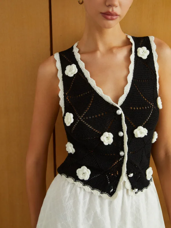 Rosette Decor Sweater Vest sold by COMMENSE