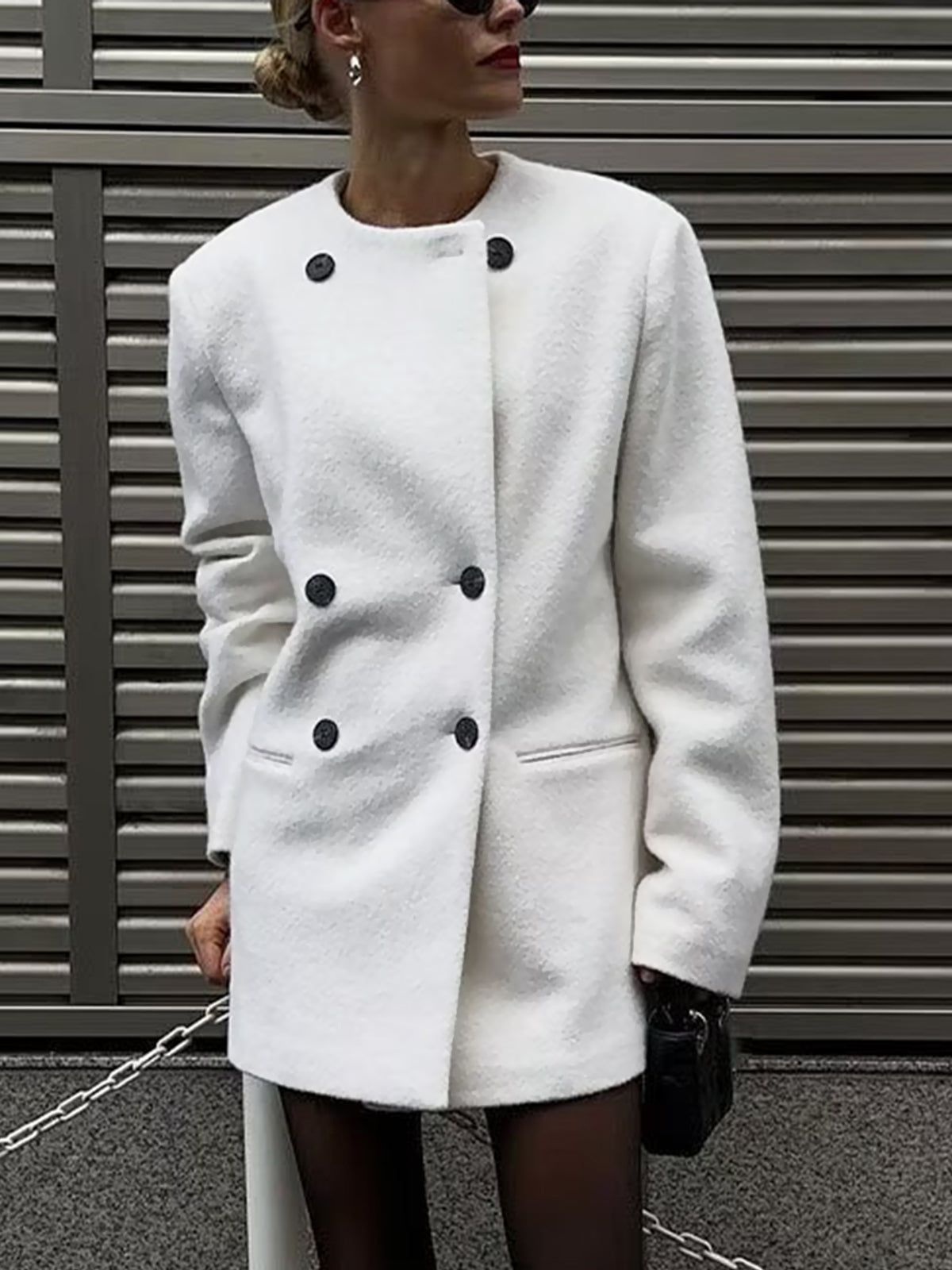 Double-Breasted Tweed Coat sold by COMMENSE product image thumbnail 2