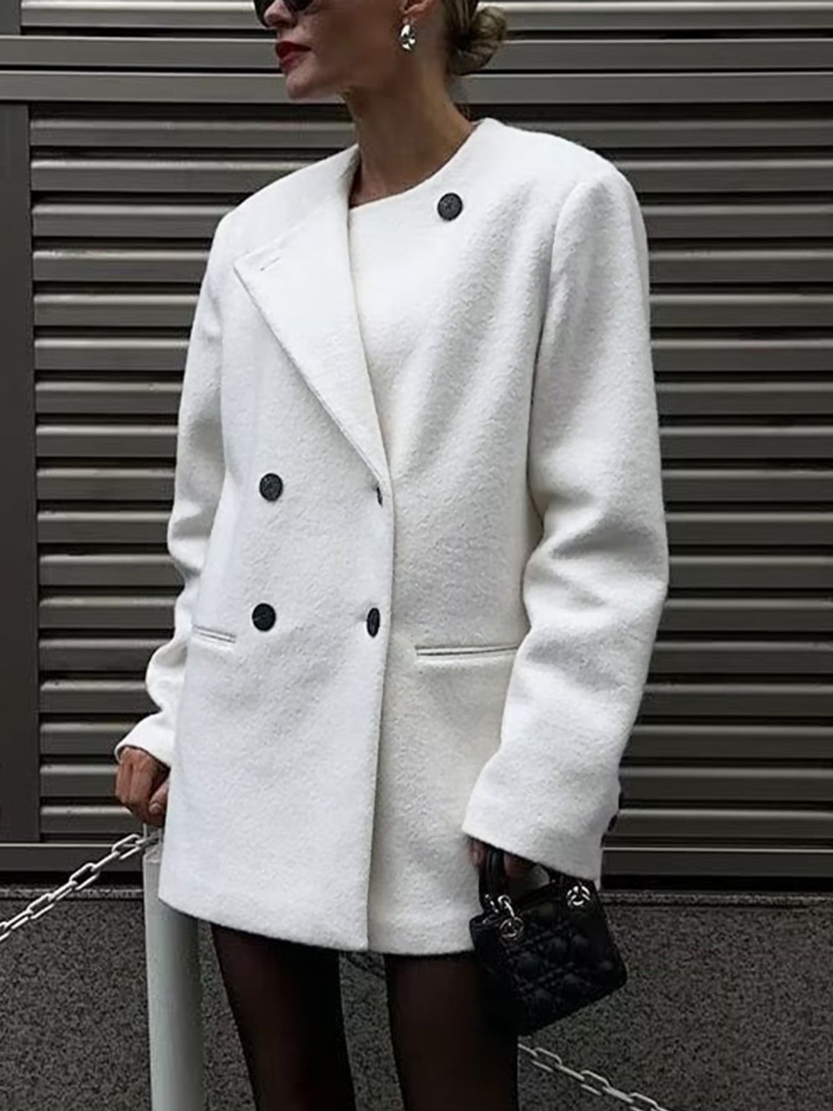 Double-Breasted Tweed Coat sold by COMMENSE product image thumbnail 3