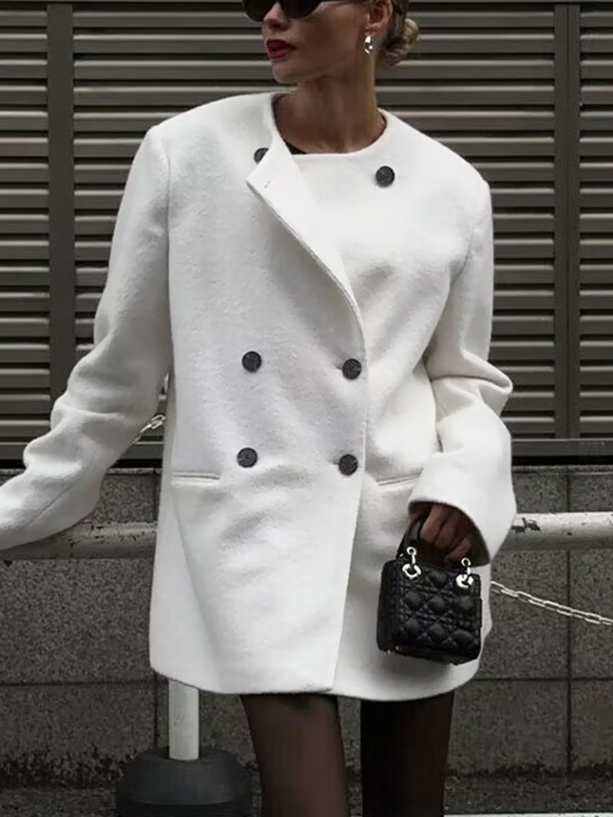 Double-Breasted Tweed Coat sold by COMMENSE