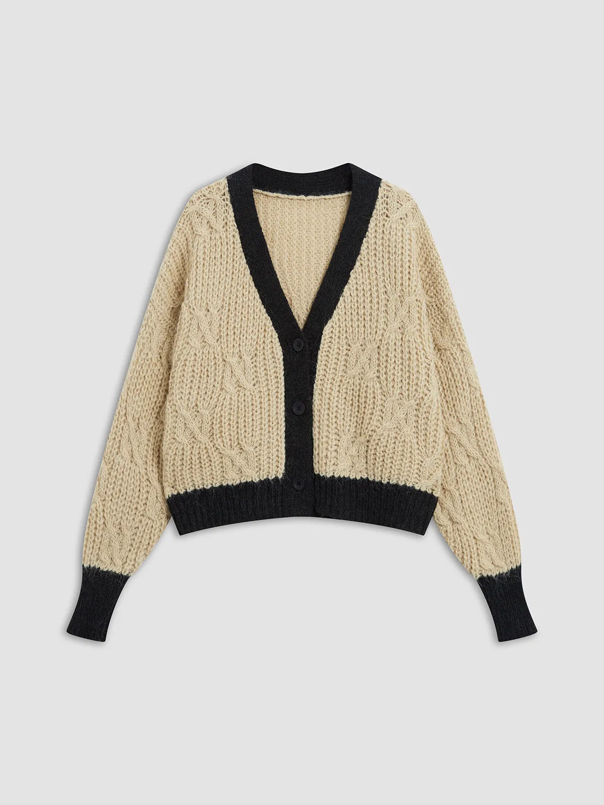 Contrast Trim Braided Cardigan sold by COMMENSE