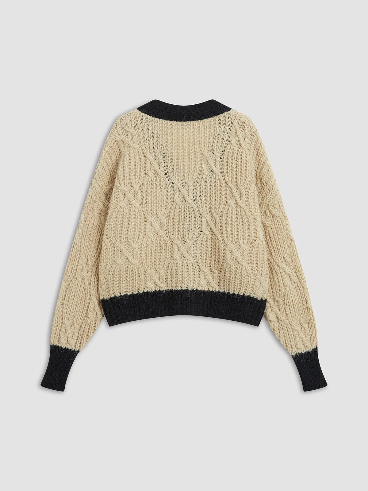 Contrast Trim Braided Cardigan sold by COMMENSE product image thumbnail 2