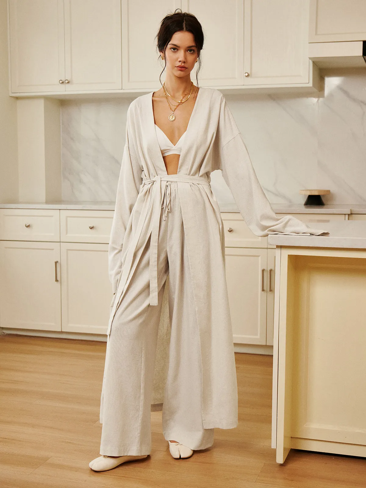 Solid Belted Draped Maxi Long Shirt sold by COMMENSE product image thumbnail 3