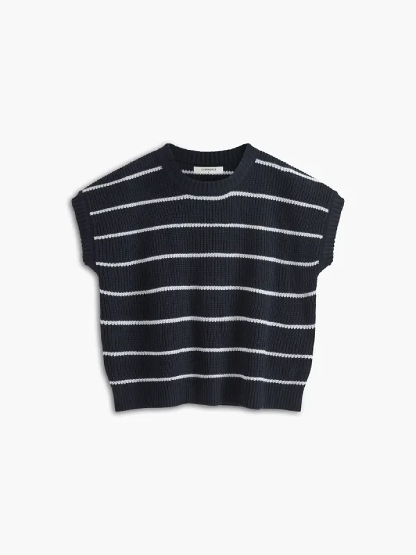 Contrast Trim Stripe Sweater Vest sold by COMMENSE
