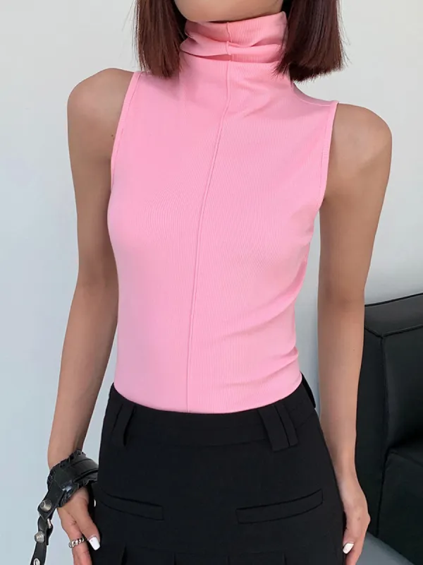 Basic Snug Turtleneck Tank Top sold by COMMENSE