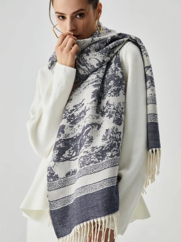 Toile De Jouy Tassel Scarf sold by COMMENSE