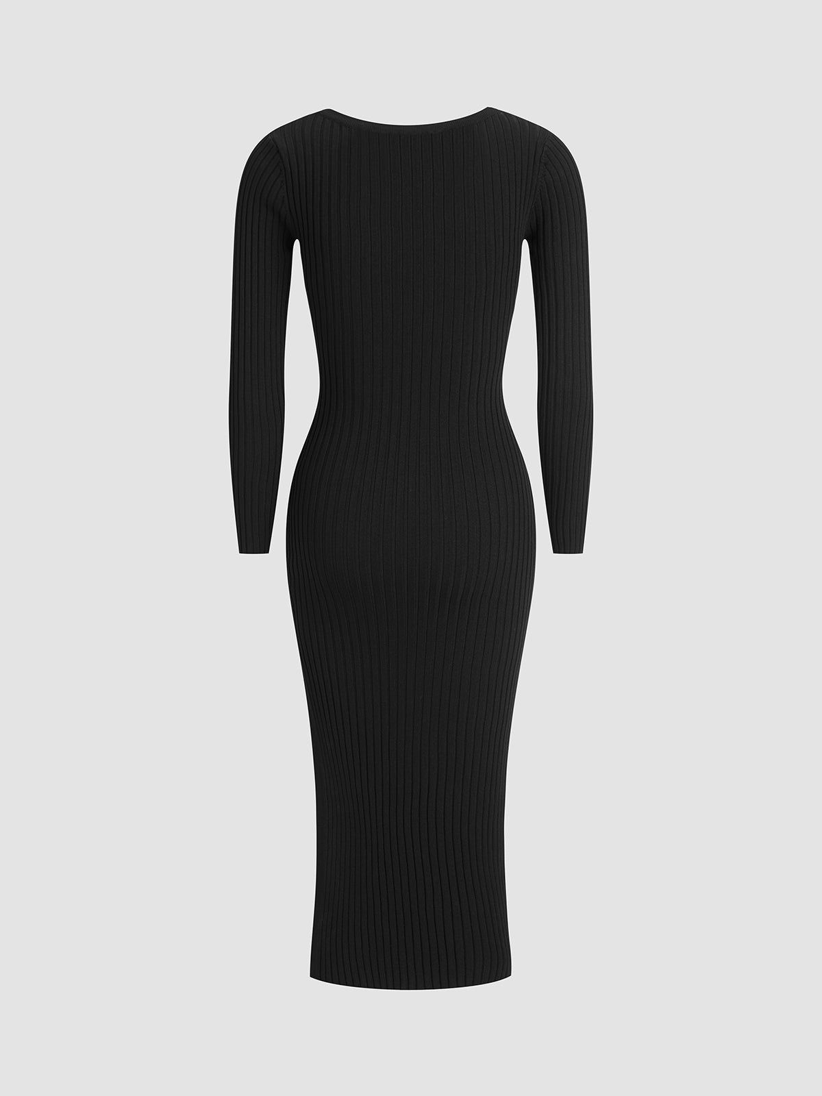 Long Sleeve Rib Long Sweater Dress sold by COMMENSE product image thumbnail 4