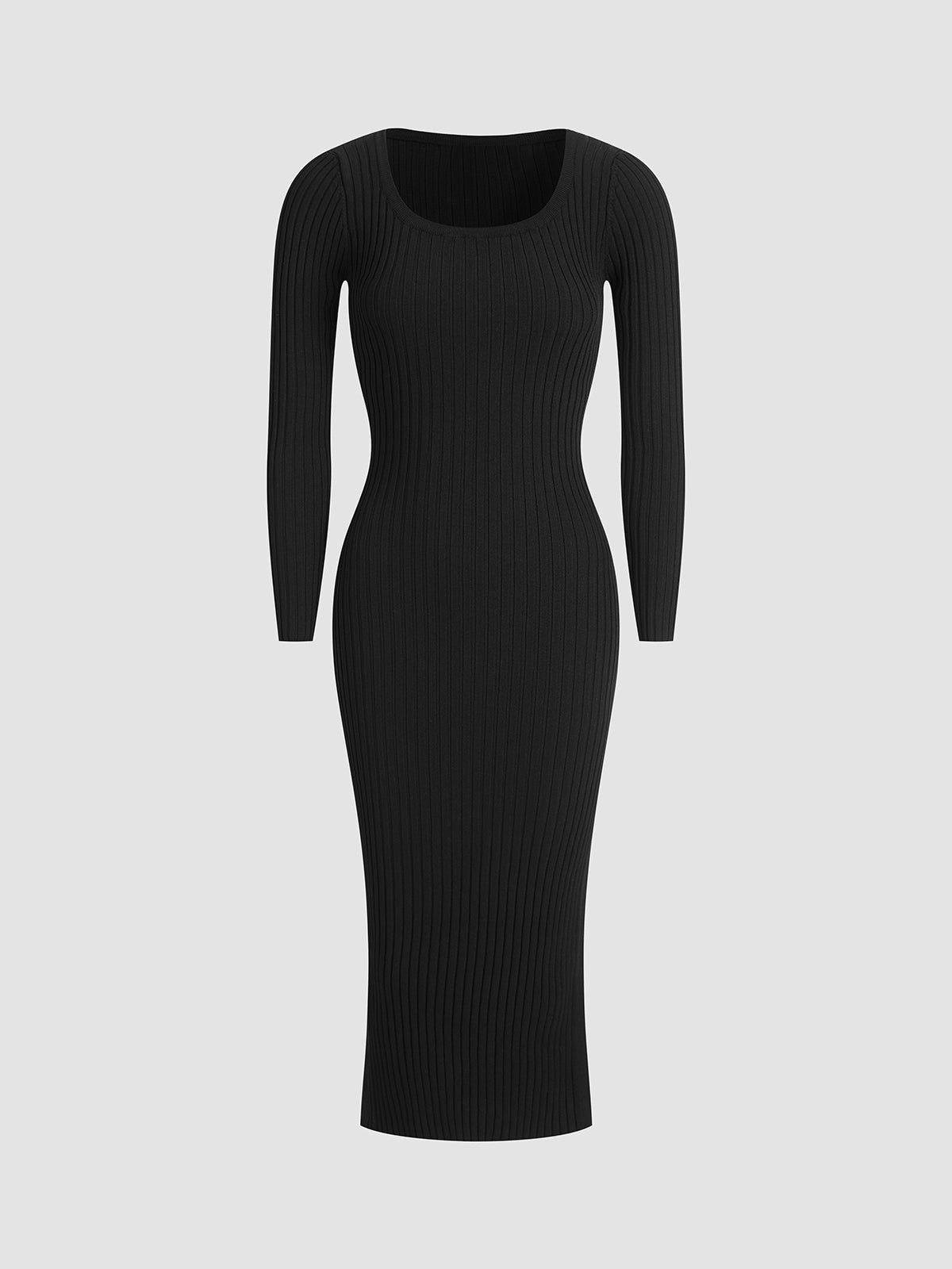 Long Sleeve Rib Long Sweater Dress sold by COMMENSE product image thumbnail 3