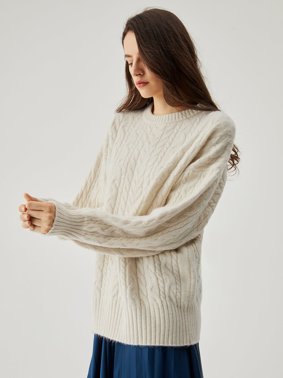Cable Knit Crew Neck Sweater sold by COMMENSE product image thumbnail 5