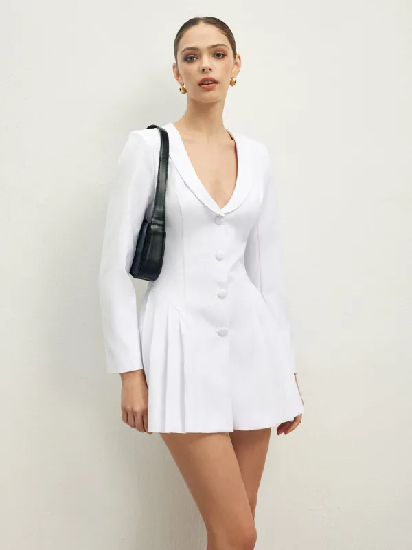 Lapel Breasted Pleated Corset Dress sold by COMMENSE