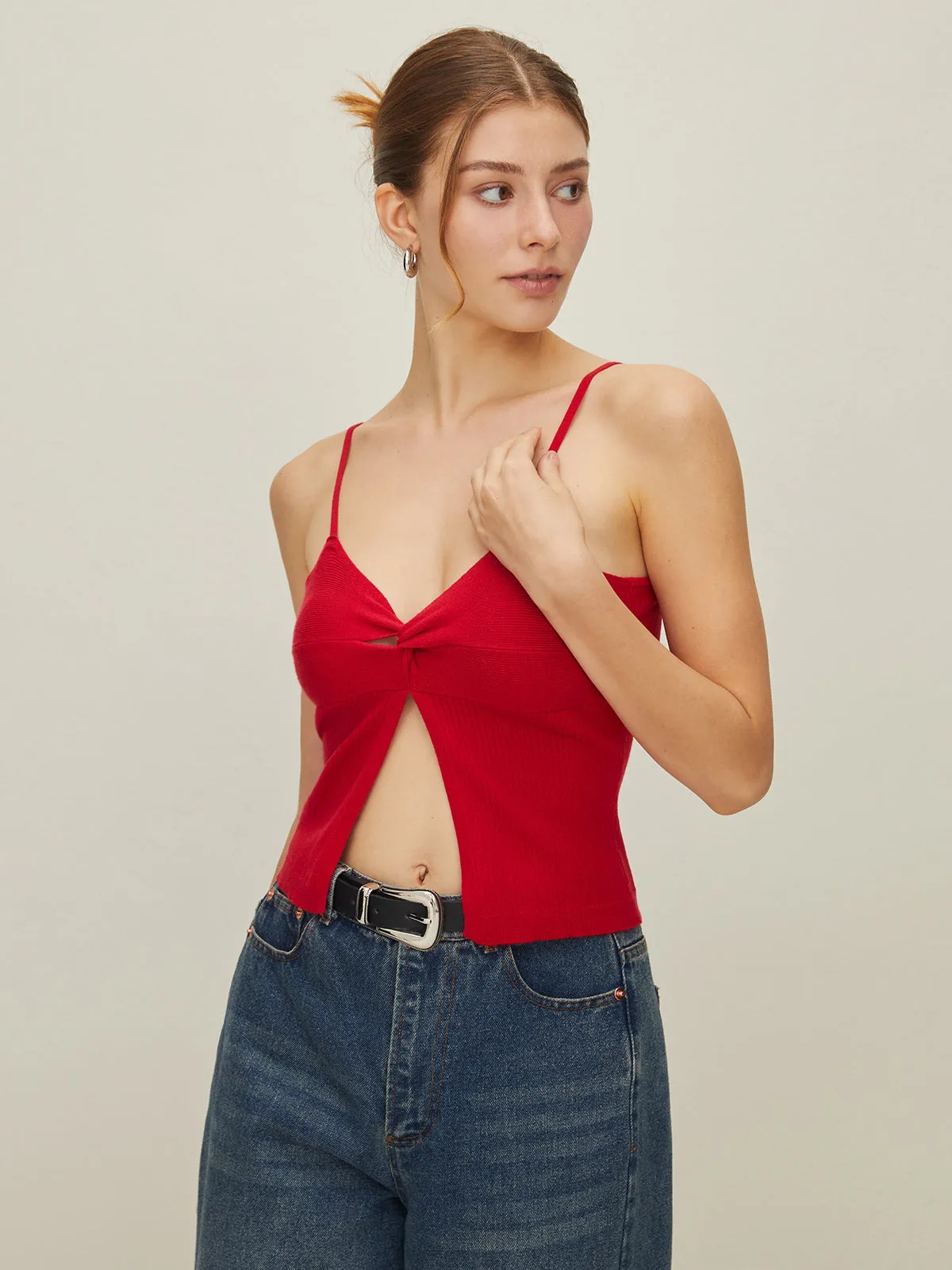 Knotted Split Sweater Vest sold by COMMENSE product image thumbnail 4