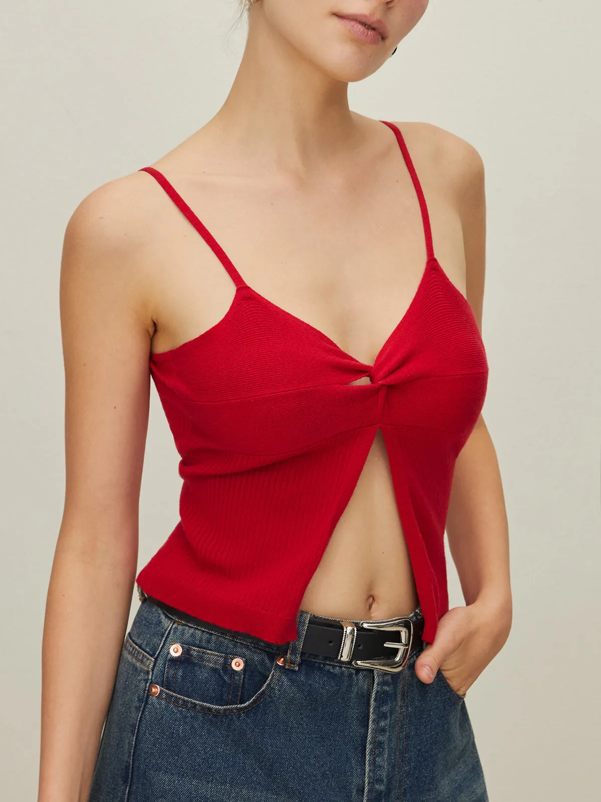 Knotted Split Sweater Vest sold by COMMENSE product image thumbnail 2