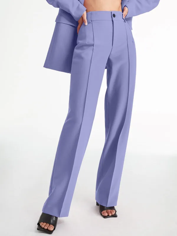 High Waisted Pleat Front Solid Colored Straight Leg Trousers sold by COMMENSE