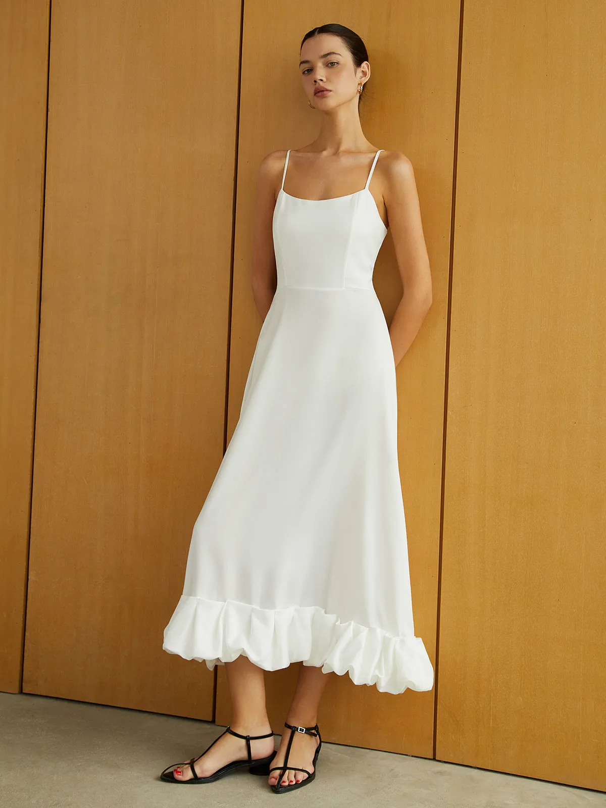 Sleeveless Pleated A-Line Midi Dress sold by COMMENSE product image thumbnail 2