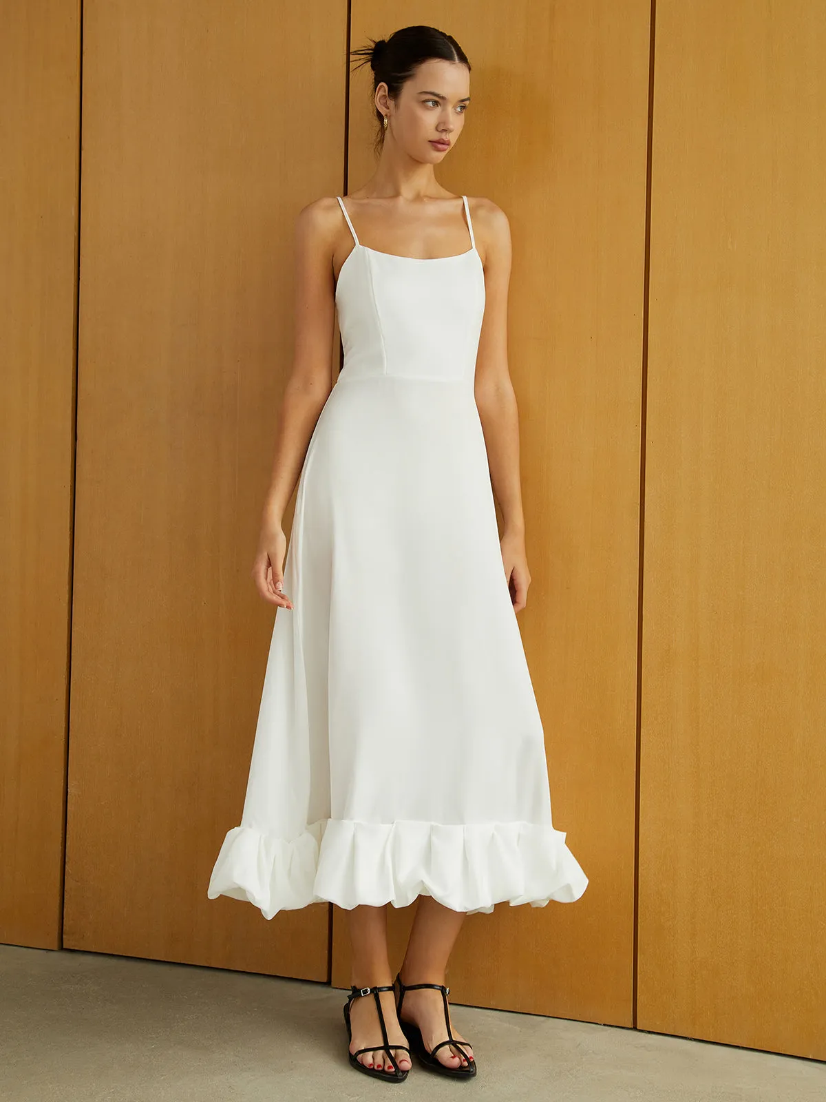 Sleeveless Pleated A-Line Midi Dress sold by COMMENSE product image thumbnail 3