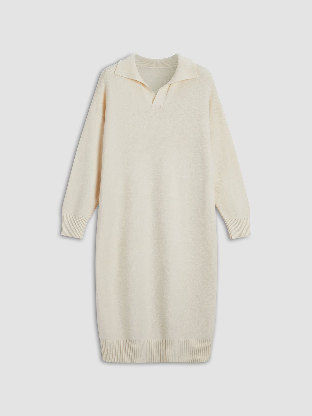 Ivory Glow Collared Sweater Dress sold by COMMENSE