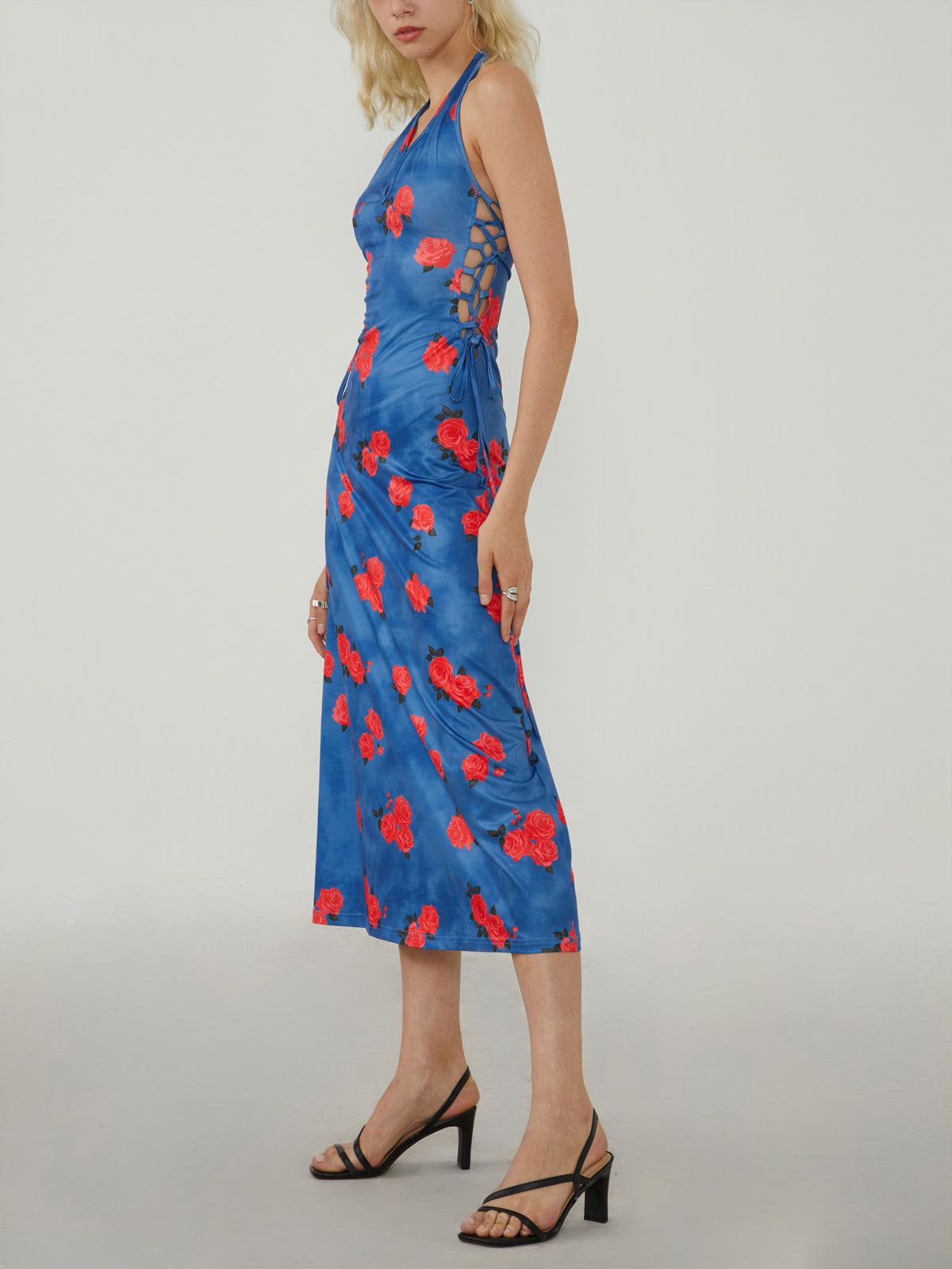 Roses In River Halter Midi Dress sold by COMMENSE product image thumbnail 4