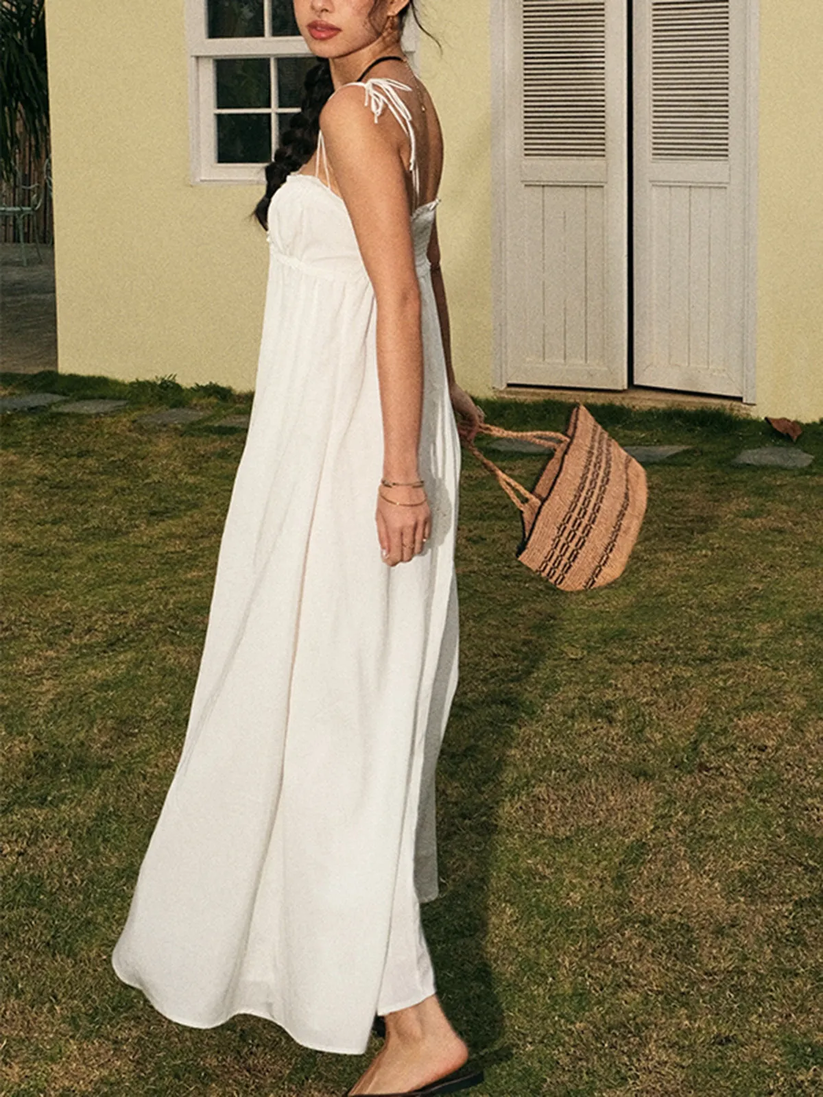 Shirred Knotted Cami Long Dress sold by COMMENSE product image thumbnail 4