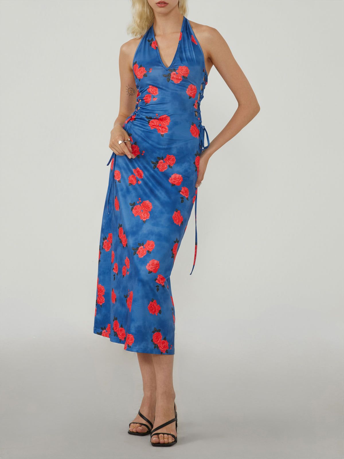Roses In River Halter Midi Dress sold by COMMENSE product image thumbnail 2