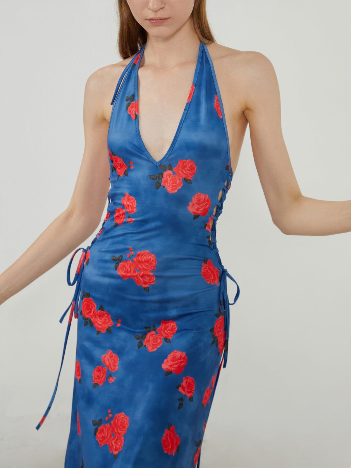 Roses In River Halter Midi Dress sold by COMMENSE product image thumbnail 6