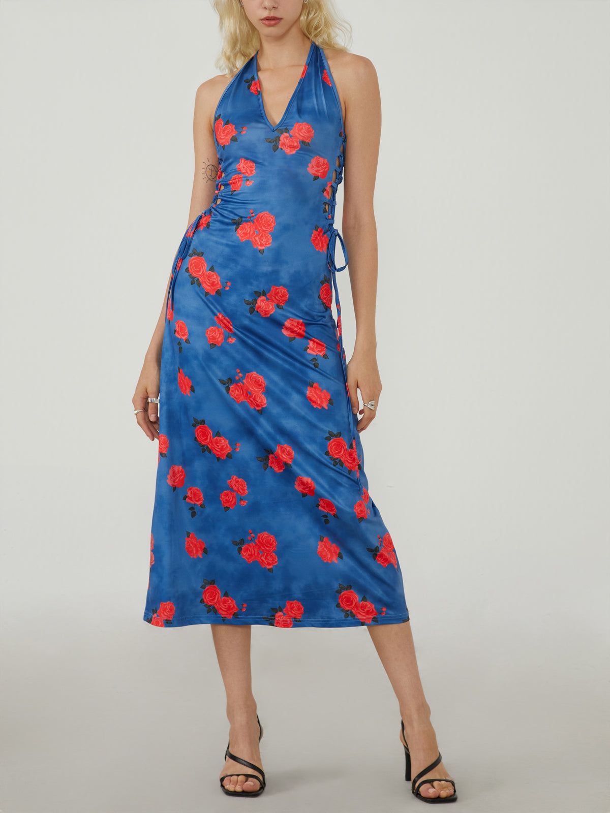 Roses In River Halter Midi Dress sold by COMMENSE product image thumbnail 3