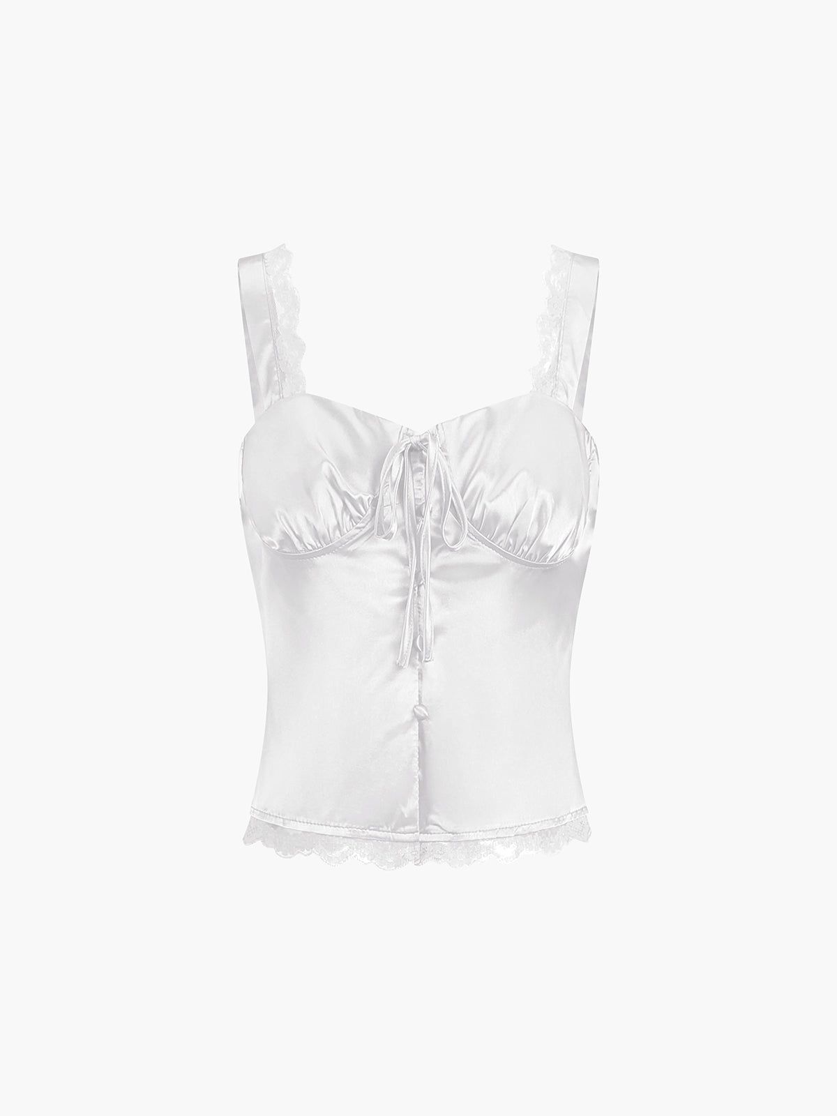 Vitamin C Lace Trim Satin Crop Top sold by COMMENSE product image thumbnail 6