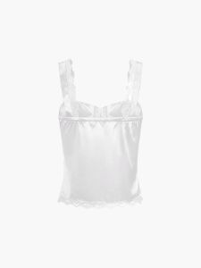 Vitamin C Lace Trim Satin Crop Top sold by COMMENSE
