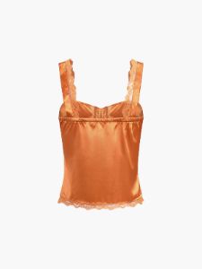 Vitamin C Lace Trim Satin Crop Top sold by COMMENSE