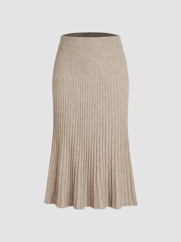 Creamy Latte Texture Slit Long Skirt sold by COMMENSE
