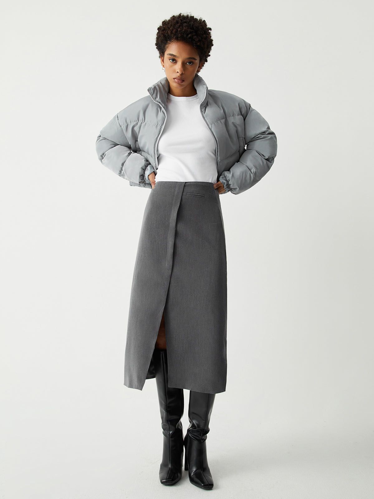 Stand Collar Quilted Crop Coat sold by COMMENSE product image thumbnail 2