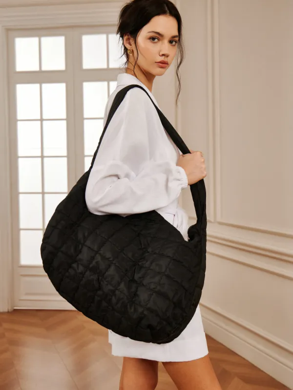 Plaid Large Puffer Shoulder Cloud Bag sold by COMMENSE