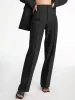 High Waisted Pleat Front Solid Colored Straight Leg Trousers sold by COMMENSE