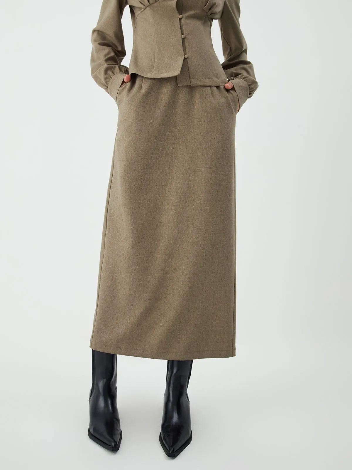 Old Money Solid Maxi Skirt sold by COMMENSE