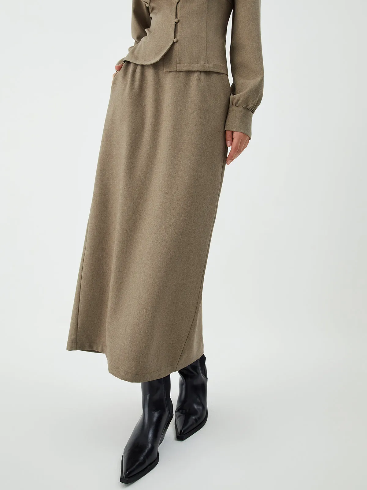 Old Money Solid Maxi Skirt sold by COMMENSE product image thumbnail 3