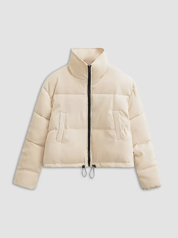Creamy Latte Quilted Mockneck Puffer Jacket sold by COMMENSE